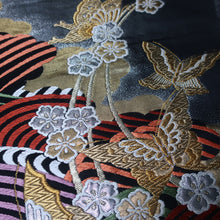 Load image into Gallery viewer, BB10088AF Silk Obi Fabric Butterfly Gold Gray 54.7x11.0in(139x28cm)
