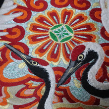 Load image into Gallery viewer, BB10108AG Silk Obi Fabric Vintage(Pre-1920) Crane Birds White 76.8x11.0in(195x28cm)
