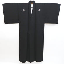 Load image into Gallery viewer, Men&#39;s Kimono Vintage(1950-1980) Black Montsuki Habutae Silk #9975C2
