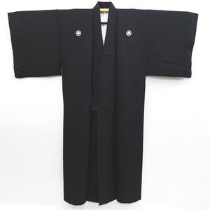 Men's Kimono Vintage(1950-1980) Black Montsuki Habutae Silk #9975C2