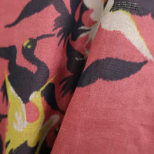 Load image into Gallery viewer, Kimono Vintage(1920-1950) Red Crane Birds Meisen Silk #9672J3
