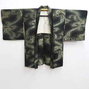 Haori Jacket Vintage(1950-1980) Black Gold Ryusui Silk #10189D5