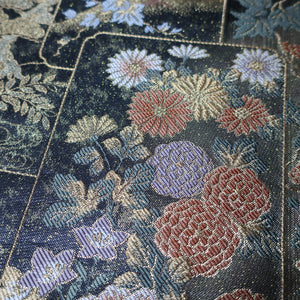 BB10068AE Silk Obi Fabric Zen Temple Gold Green 53.1x10.6in(135x27cm)