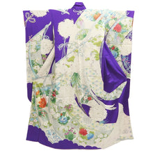 Load image into Gallery viewer, Furisode Purple Crane Birds Tall Silk #10555B4
