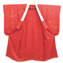 Load image into Gallery viewer, Juban Vintage(1950-1980) Red Gold Crane Birds Silk #10506B1
