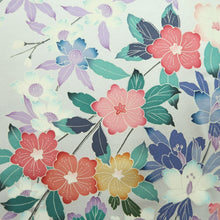 Load image into Gallery viewer, Furisode Blueish Gray Floral pattern Tall Silk #11083A5
