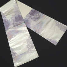 Load image into Gallery viewer, Fukuro Obi Silver Lavender Landscape Ohunomichi Silk BB305V8
