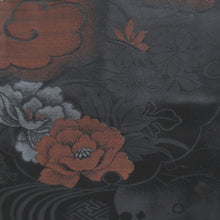Load image into Gallery viewer, Haori Jacket Vintage(1950-1980) Black Ryusui Floral pattern Silk #11066A4
