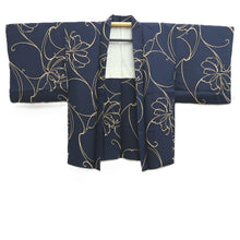 Load image into Gallery viewer, Haori Jacket Navy Floral pattern Silk #10735D3
