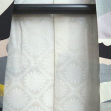 Load image into Gallery viewer, Haori Jacket Vintage(1950-1980) Gray Black Yellow Abstract art Silk #10845E3
