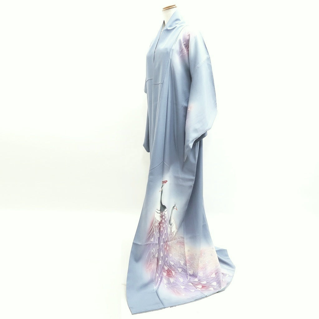 Kimono Light Blue Peacock Tall Silk #9948B5