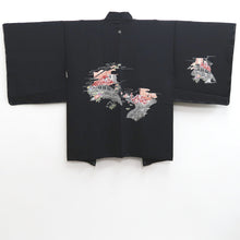 Load image into Gallery viewer, Haori Jacket Vintage(1950-1980) Black Heian Princess Peony Silk #10174D4
