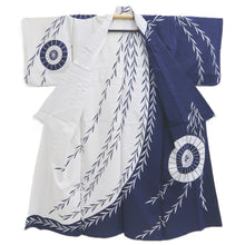 Load image into Gallery viewer, Yukata Vintage(1950-1980) Navy White Bangasa Cotton #11100B1
