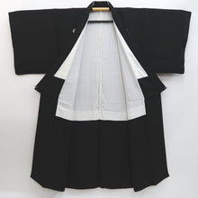 Load image into Gallery viewer, Men&#39;s Kimono Vintage(1950-1980) Black Montsuki Habutae Silk #9975C2
