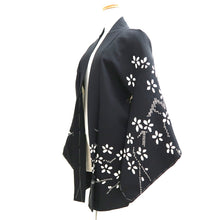 Load image into Gallery viewer, Haori Jacket Vintage(1950-1980) Black Shibori Branch Silk #10935F1
