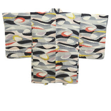 Load image into Gallery viewer, Haori Jacket Vintage(1950-1980) Gray Black Yellow Abstract art Silk #10845E3
