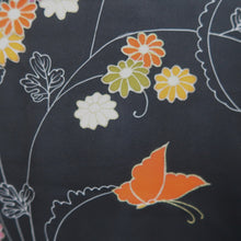 Load image into Gallery viewer, Haori Jacket Black Butterfly Floral pattern Silk #11076A4
