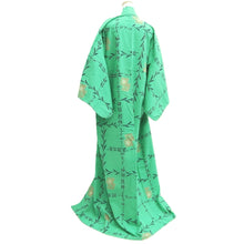 Load image into Gallery viewer, Yukata Vintage(1950-1980) Light Green Kanji Willow Cotton #10478A5
