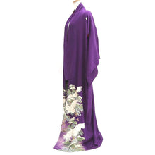 Load image into Gallery viewer, Kimono Vintage(1920-1950) Purple Crane Birds Hand painted Silk #9673J3
