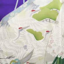 Load image into Gallery viewer, Furisode Purple Crane Birds Tall Silk #10555B4
