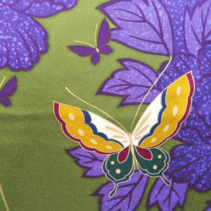 Furisode Green Peony Butterfly Silk #9679J3