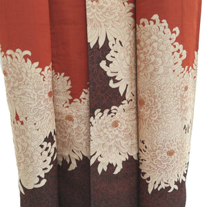 Kimono Vintage(1950-1980) Vermillion Chrysanthemum Silk #10268E4