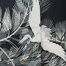 Load image into Gallery viewer, Tomesode Vintage(1920-1950) Black Hand painted Crane Birds Silk #10404A1
