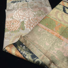 Load image into Gallery viewer, BB10038AC Silk Obi Fabric Vintage(1920-1950) Crane Birds White Green 72.0x11.4in(183x29cm)
