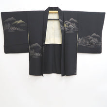 Load image into Gallery viewer, Haori Jacket Vintage(1950-1980) Black Gold Silver Landscape Silk #10986F4
