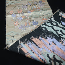 Load image into Gallery viewer, BB10058AD Silk Obi Fabric Samurai Green Beige 51.6x10.6in(131x27cm)
