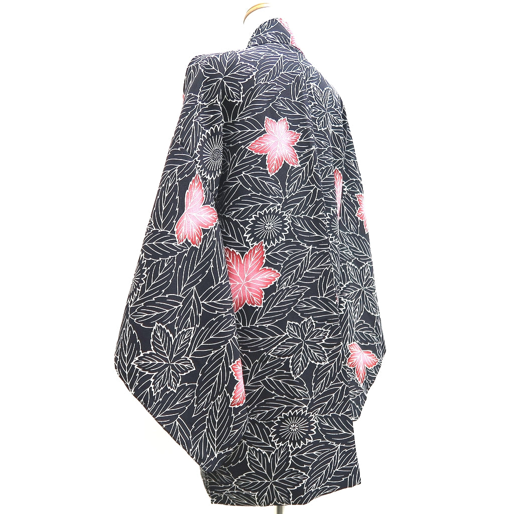 Haori Jacket Vintage(1950-1980) Black Silk #10069D1