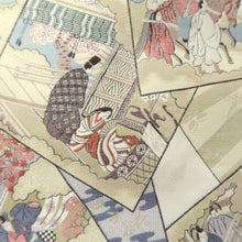 Load image into Gallery viewer, Fukuro Obi White Beige Gold Heian Period Aristocrats Princess Silk BB275V6
