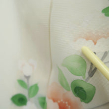 Load image into Gallery viewer, Kimono Vintage(1950-1980) Cream white See-Through Flower Tall Silk #10276E4
