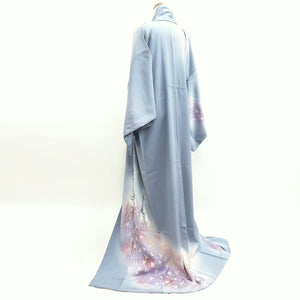 Kimono Light Blue Peacock Tall Silk #9948B5