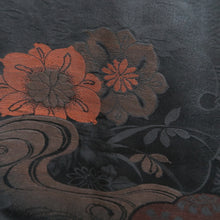 Load image into Gallery viewer, Haori Jacket Vintage(1950-1980) Black Ryusui Floral pattern Silk #11066A4
