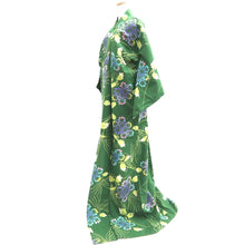 Load image into Gallery viewer, Yukata Green Flower Cotton #10760D3
