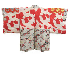 Load image into Gallery viewer, Haori Jacket Vintage(1920-1950) Red Gray Meisen Chrysanthemum Silk #11044A3
