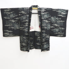 Load image into Gallery viewer, Haori Jacket Vintage(1950-1980) Black Silver Landscape Silk #9757A3
