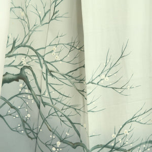 Kimono Light Gray Plum blossom Branch Silk #10535B3
