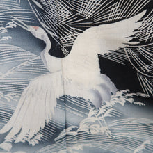 Load image into Gallery viewer, Tomesode Vintage(1920-1950) Black Hand painted Crane Birds Silk #10404A1
