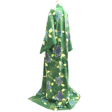 Load image into Gallery viewer, Yukata Green Flower Cotton #10760D3
