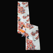 Load image into Gallery viewer, BB10109AG Silk Obi Fabric Vintage(Pre-1920) Crane Birds White 76.8x11.0in(195x28cm)
