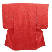 Load image into Gallery viewer, Juban Vintage(1950-1980) Red Gold Crane Birds Silk #10506B1
