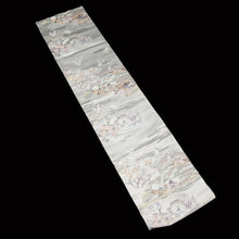 Load image into Gallery viewer, BB10079AF Silk Obi Fabric Heian Princess Crane Birds Silver 50.8x10.6in(129x27cm)
