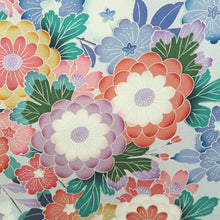 Load image into Gallery viewer, Furisode Blueish Gray Floral pattern Tall Silk #11083A5
