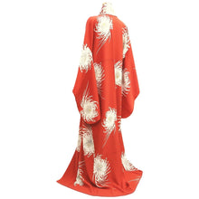 Load image into Gallery viewer, Kimono Vintage(1950-1980) Vermillion Chrysanthemum Silk #10780D4
