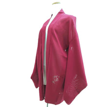Load image into Gallery viewer, Haori Jacket Wine red Sheer Floral pattern Silk #10967F3
