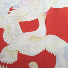 Load image into Gallery viewer, Haori Jacket Vintage(1920-1950) Red Gray Meisen Chrysanthemum Silk #11044A3
