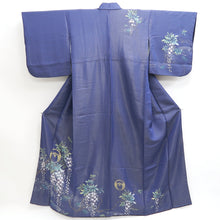 Load image into Gallery viewer, Kimono Blue Gold Hand painted Wisteria Kintoushi Silk #9927B4
