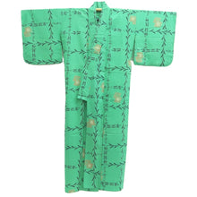 Load image into Gallery viewer, Yukata Vintage(1950-1980) Light Green Kanji Willow Cotton #10478A5
